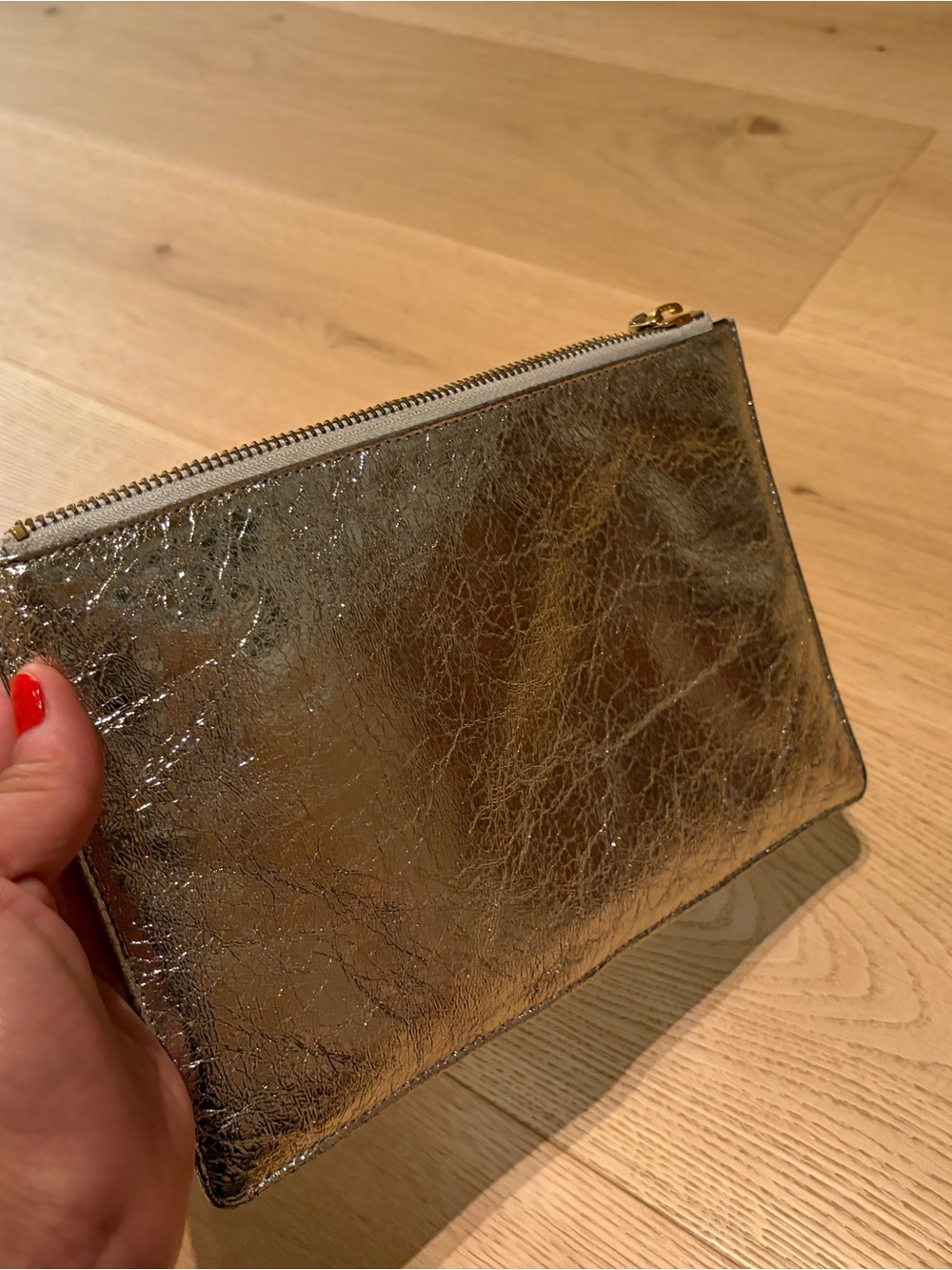 Whistles Metallic Silver Zip Clutch